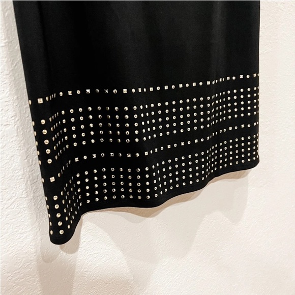 - Eliza J Black Shift Dress with Gold Stud Embellishment size 12 cocktail - Picture 4 of 6
